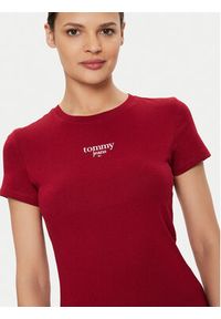 Tommy Jeans T-Shirt Essential DW0DW18397 Bordowy Slim Fit. Kolor: czerwony. Materiał: bawełna #5