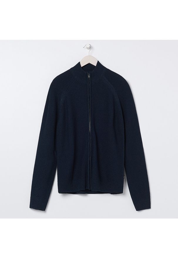 Sinsay - Rozpinany sweter - Granatowy. Kolor: niebieski