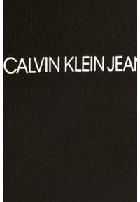 Calvin Klein Jeans - Bluza bawełniana. Okazja: na co dzień. Typ kołnierza: kaptur. Kolor: czarny. Materiał: bawełna. Długość rękawa: długi rękaw. Długość: długie. Wzór: gładki. Styl: casual #2