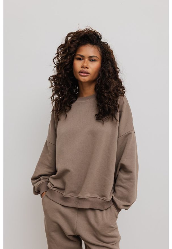 Marsala - Bluza damska o kroju regular fit w kolorze GRAY TAUPE- PHENIX. Materiał: dzianina, bawełna, poliester, dresówka