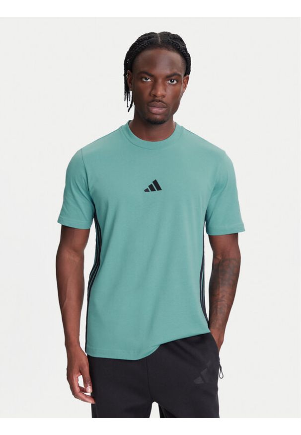 Adidas - adidas T-Shirt Essentials 3-Stripes JX0732 Turkusowy Regular Fit. Kolor: turkusowy. Materiał: bawełna