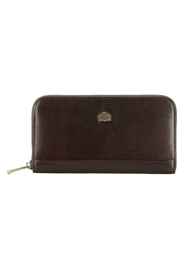 Wittchen - Damski portfel skórzany vintage brązowy. Kolor: brązowy. Materiał: skóra. Wzór: aplikacja
