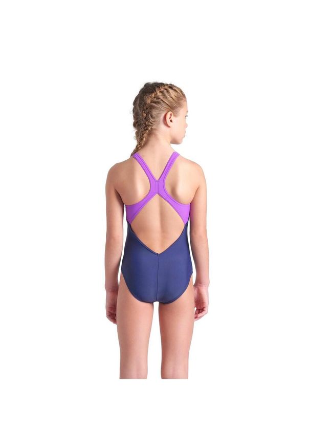 Dziewczęcy jednoczęściowy kostium kąpielowy Arena V Back. Kolor: wielokolorowy, niebieski, fioletowy
