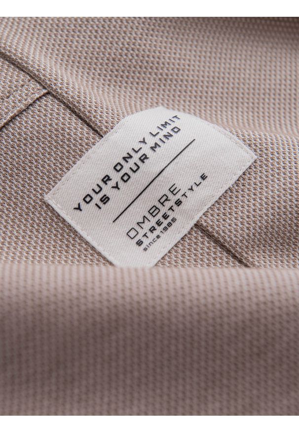 Ombre Clothing - Męskie spodnie dresowe ze strukturalnej dzianiny - kawowe V2 OM-PASK-0211 - XXL. Materiał: dzianina, dresówka. Wzór: aplikacja, melanż, ze splotem. Styl: elegancki
