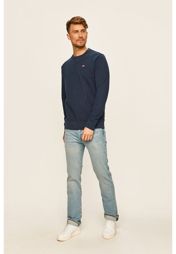 Levi's® - Levi's - Bluza. Okazja: na spotkanie biznesowe, na co dzień. Kolor: niebieski. Materiał: dzianina. Wzór: gładki. Styl: casual, biznesowy
