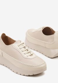 Born2be - Beżowe Półbuty Sneakersy Potocki na Grubej Podeszwie z Elastycznymi Sznurówkami Tulemarie. Okazja: na co dzień. Zapięcie: sznurówki. Kolor: beżowy. Materiał: jeans. Styl: casual, elegancki