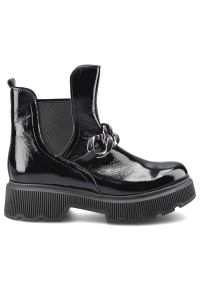 Czarne Botki Lemar Damskie Stylowe Skórzane Buty. Okazja: na co dzień. Kolor: czarny. Materiał: skóra. Wzór: gładki. Styl: elegancki #3