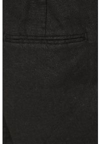 medicine - Medicine spodnie lniane damskie kolor czarny szerokie high waist. Stan: podwyższony. Kolor: czarny. Materiał: len #5