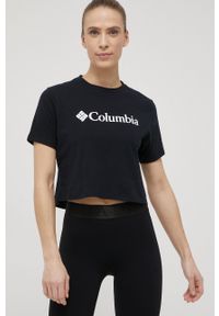 columbia - Columbia t-shirt damski kolor granatowy 1930051-012. Okazja: na co dzień. Kolor: niebieski. Materiał: dzianina. Długość rękawa: krótki rękaw. Długość: krótkie. Wzór: nadruk. Styl: casual #6