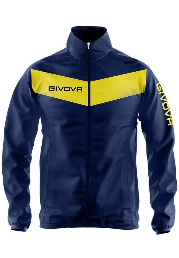 Kurtka Przeciwdeszczowa Givova Niebiesko-Żółta - Wodoodporna i Oddychająca. Kolor: niebieski, wielokolorowy, żółty. Materiał: nylon. Styl: elegancki