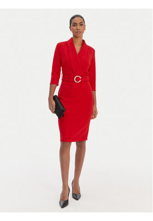 Rinascimento Sukienka koktajlowa CFC0126777003 Czerwony Slim Fit. Kolor: czerwony. Materiał: syntetyk. Styl: wizytowy