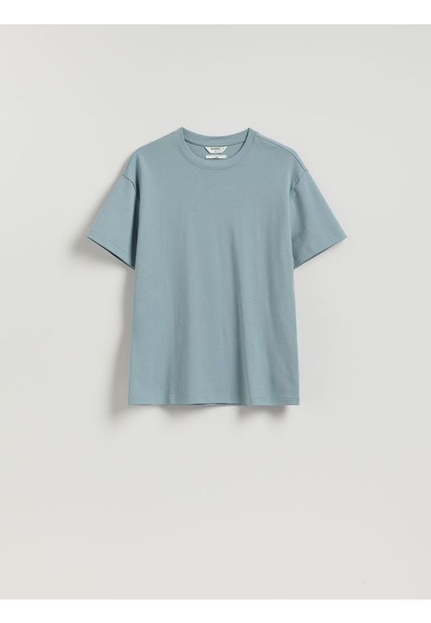 Reserved - Bawełniany t-shirt boxy - jasnoszary. Kolor: szary. Materiał: bawełna