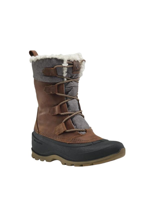Damskie buty zimowe Kamik Snowgem. Kolor: brązowy. Materiał: skóra. Sezon: zima. Sport: turystyka piesza