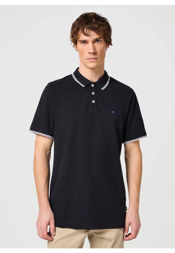 Wrangler - MESKA KOSZULKA POLO WRANGLER POLO SHIRT BLACK 112350404. Typ kołnierza: polo