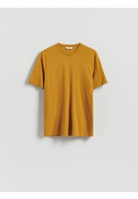 Reserved - T-shirt regular z wiskozą - bursztynowy. Kolor: pomarańczowy. Materiał: wiskoza #1