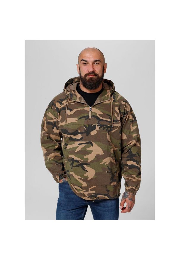 PITBULL - Kurtka męska Pitbull kangurka z kapturem Bassmore. Typ kołnierza: kaptur. Kolor: brązowy, wielokolorowy, zielony. Materiał: softshell