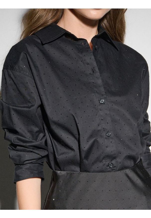 Sinsay - Bawełniana koszula - czarny. Kolor: czarny. Materiał: bawełna