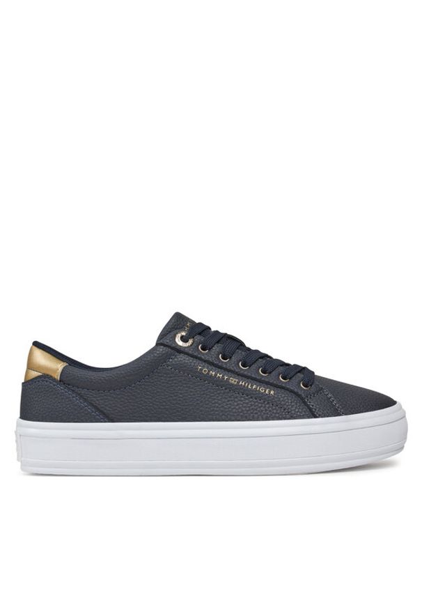 TOMMY HILFIGER - Tommy Hilfiger Sneakersy Essential Vulc Leather Sneaker FW0FW07778 Granatowy. Kolor: niebieski. Materiał: materiał