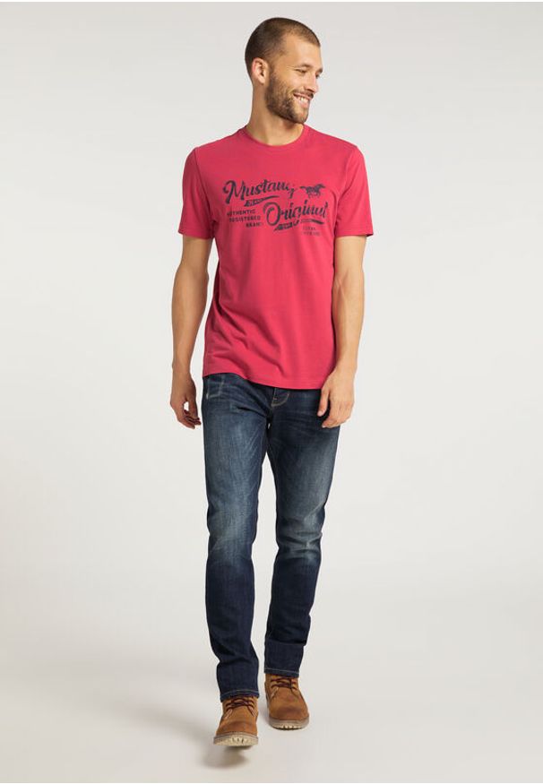 Mustang - MUSTANG ALEX C PRINT MĘSKI T-SHIRT KOSZULKA NADRUK AMERICAN BEAUTY 1009895 8347. Wzór: nadruk