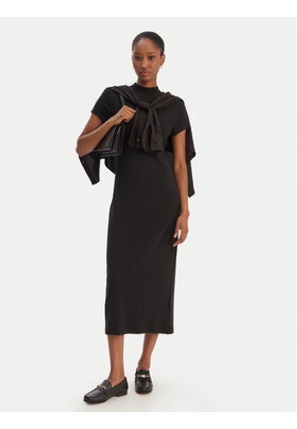 TOMMY HILFIGER - Tommy Hilfiger Sukienka codzienna WW0WW47860 Czarny Slim Fit. Okazja: na co dzień. Kolor: czarny. Materiał: wiskoza. Typ sukienki: proste. Styl: casual