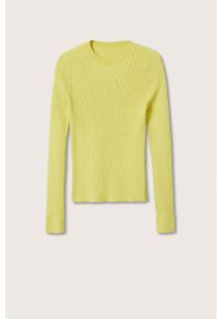 mango - Mango sweter Edurne damski kolor żółty lekki. Okazja: na co dzień. Kolor: żółty. Materiał: włókno. Długość rękawa: długi rękaw. Długość: długie. Styl: casual #4