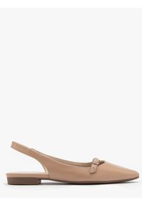 Ryłko - Beżowe czółenka slingback ZOE. Okazja: na co dzień. Zapięcie: bez zapięcia. Kolor: beżowy. Materiał: skóra. Obcas: na obcasie. Styl: casual, elegancki, street