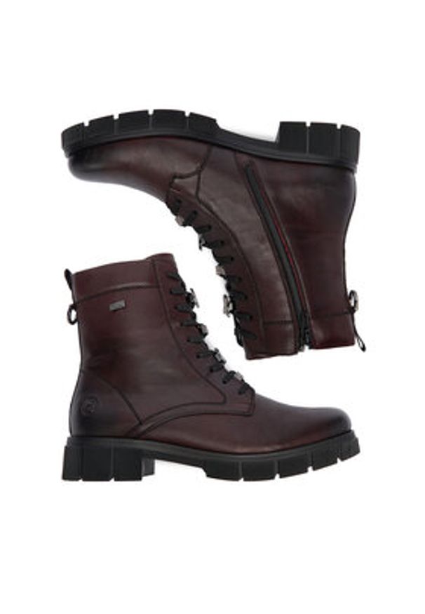 Remonte Trzewiki CEO-D2S73-35 Bordowy. Kolor: czerwony. Materiał: skóra