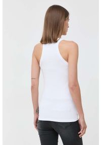 Pinko top damski kolor biały. Kolor: biały. Materiał: dzianina, prążkowany. Długość rękawa: na ramiączkach. Styl: klasyczny #5