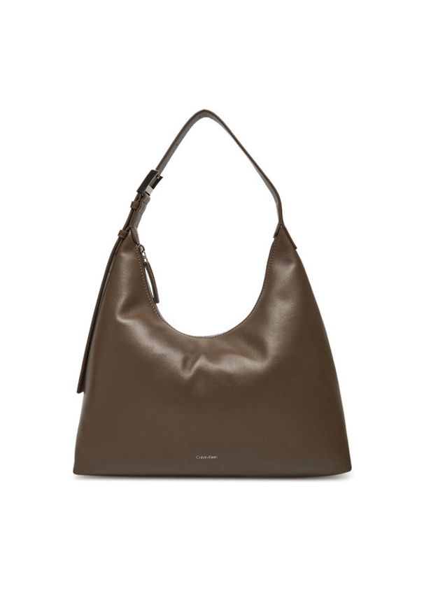 Calvin Klein Torebka Hardware Strap Hobo Shoulder Bag K60K613031 Brązowy. Kolor: brązowy. Materiał: skórzane