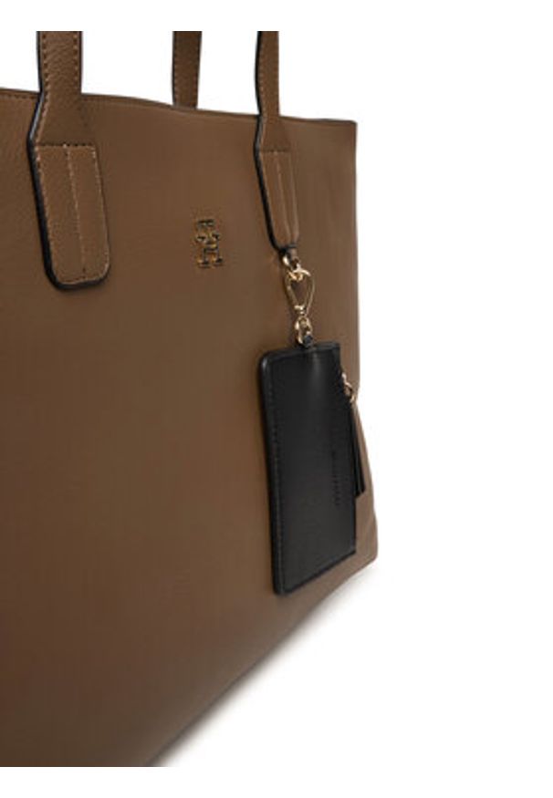 TOMMY HILFIGER - Tommy Hilfiger Torebka Th Icon Satchel AW0AW18122 Brązowy. Kolor: brązowy. Materiał: skórzane