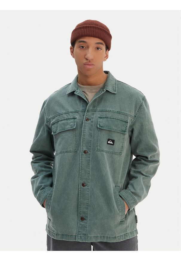 Quiksilver Koszula jeansowa Mohab Washed Twill EQYWT04654 Zielony Oversize. Kolor: zielony. Materiał: bawełna