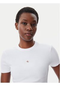 Calvin Klein Jeans T-Shirt J20J225245 Biały Slim Fit. Kolor: biały. Materiał: bawełna