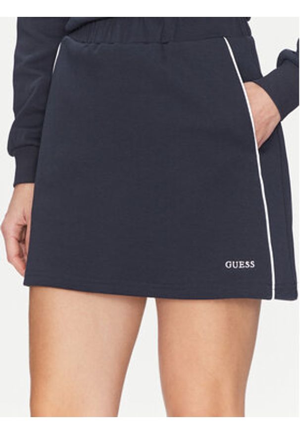Guess Spódnica mini V5GD02 KCS01 Granatowy Regular Fit. Kolor: niebieski. Materiał: bawełna