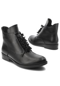 Czarne Botki S.Barski Eleganckie Obuwie Na Płaskim Obcasie. Okazja: na co dzień. Kolor: czarny. Materiał: skóra ekologiczna. Obcas: na obcasie. Styl: elegancki. Wysokość obcasa: niski #5