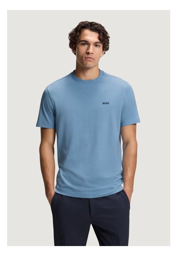 BOSS T-Shirt 50506373 Niebieski jasny Regular Fit. Kolor: niebieski. Materiał: bawełna