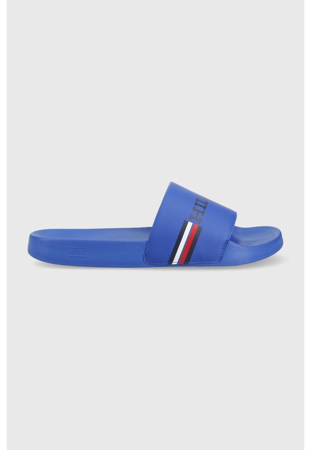 TOMMY HILFIGER - Tommy Hilfiger klapki CORPORATE FLAG POOL męskie kolor niebieski FM0FM04613. Kolor: niebieski. Materiał: tworzywo sztuczne