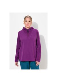 ULLA POPKEN - Damskie Polarowy półgolf krótki oversize kaptur długi rękaw z recyklingu. Kolekcja: plus size. Kolor: fioletowy. Materiał: poliester, materiał. Długość rękawa: długi rękaw. Długość: krótkie #1