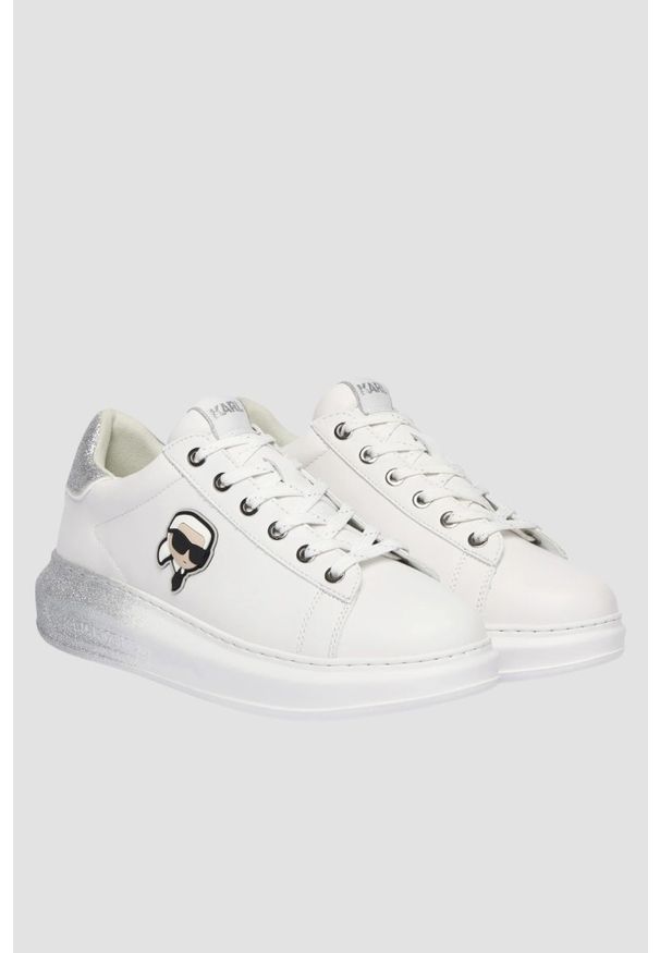 Karl Lagerfeld - KARL LAGERFELD Białe damskie sneakersy skórzane KAPRI Ombre NFT, Rozmiar 41. Kolor: biały. Materiał: skóra