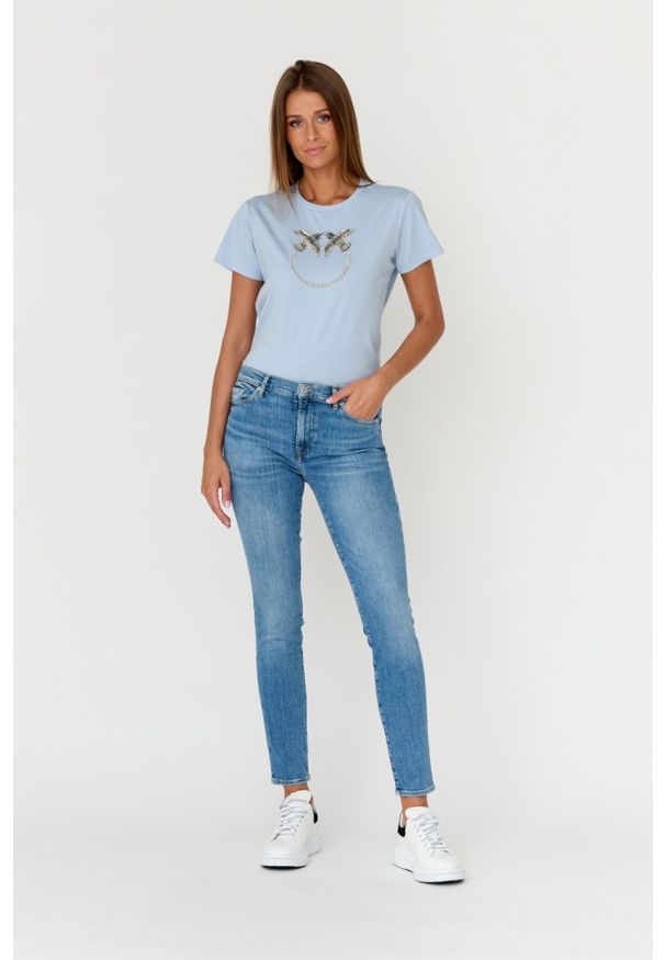 7 FOR ALL MANKIND Niebieskie damskie jeansy SLIM ILLUSION WITHIN, Rozmiar 29. Kolor: niebieski
