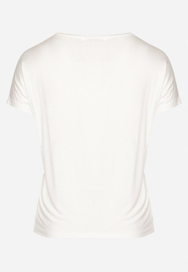 Born2be - Biały Klasyczny Bawełniany T-shirt z Nadrukiem Wiloa. Kolor: biały. Materiał: bawełna. Wzór: nadruk. Styl: klasyczny