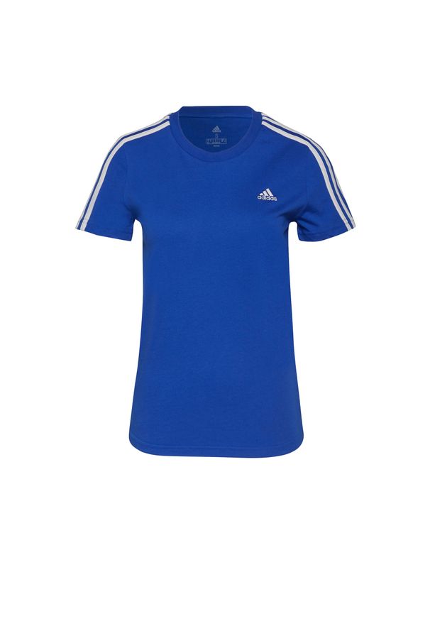 Adidas - Koszulka adidas Loungewear Ess W H07815. Kolor: wielokolorowy, biały, niebieski