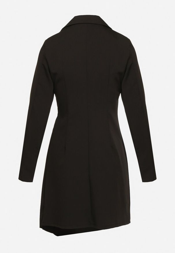 Born2be - Czarna Rozkloszowana Sukienka Mini z Kopertową Górą i Plisami na Dole Lontasa. Kolor: czarny. Typ sukienki: kopertowe. Styl: elegancki. Długość: mini