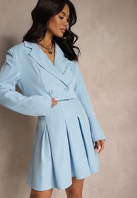 Renee - Niebieska Plisowana Spódnica High Waist o Rozkloszowanym Kroju Redilsa. Stan: podwyższony. Kolor: niebieski. Styl: elegancki