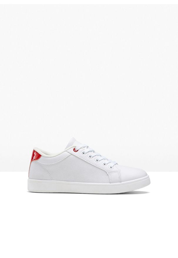 Sneakersy bonprix biało-czerwony. Kolor: biały