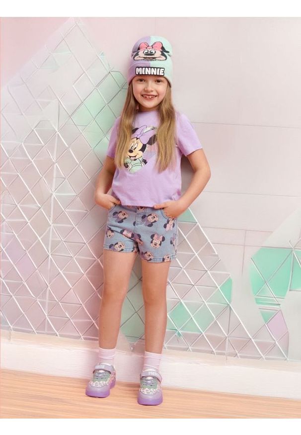 Sinsay - Szorty jeansowe Myszka Minnie - niebieski. Kolor: niebieski. Materiał: jeans. Wzór: motyw z bajki