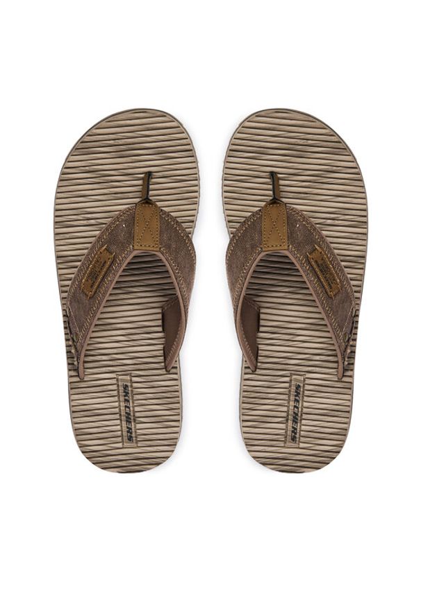 skechers - Skechers Japonki Quill - Seaside 205719/BRN Brązowy. Kolor: brązowy. Materiał: skóra