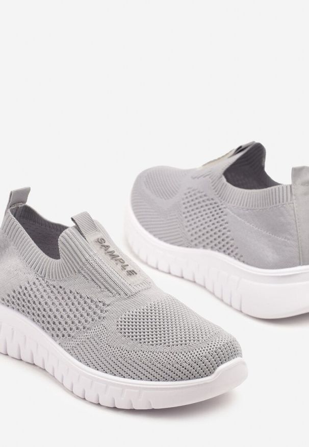 Born2be - Szare Buty Sportowe z Elastyczną Cholewką Clezenne. Okazja: na co dzień. Kolor: szary. Materiał: jeans. Szerokość cholewki: normalna