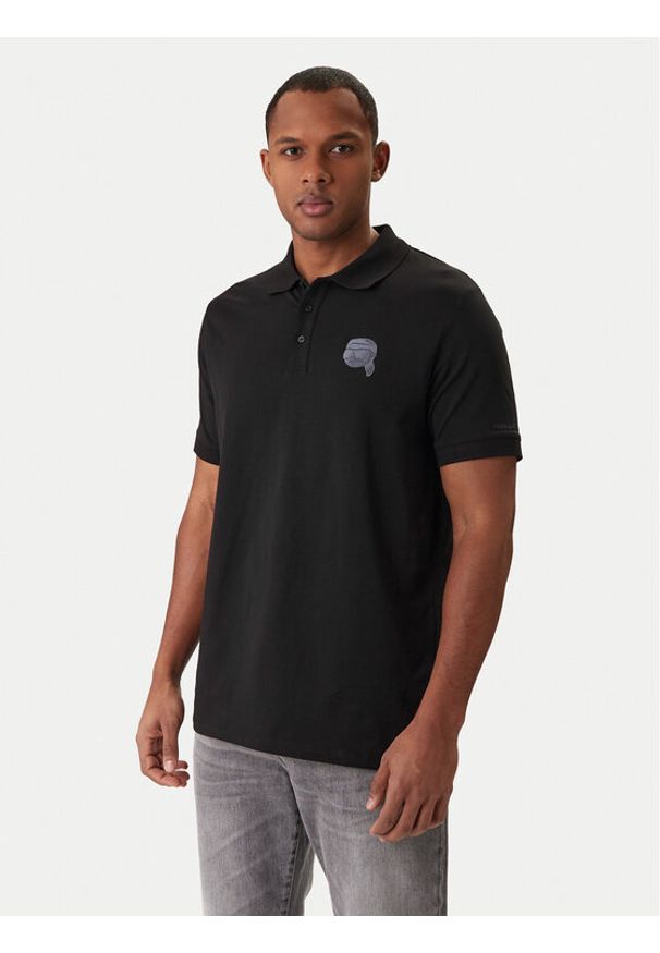 Karl Lagerfeld - KARL LAGERFELD Polo 745022 561235 Czarny Regular Fit. Typ kołnierza: polo. Kolor: czarny. Materiał: bawełna