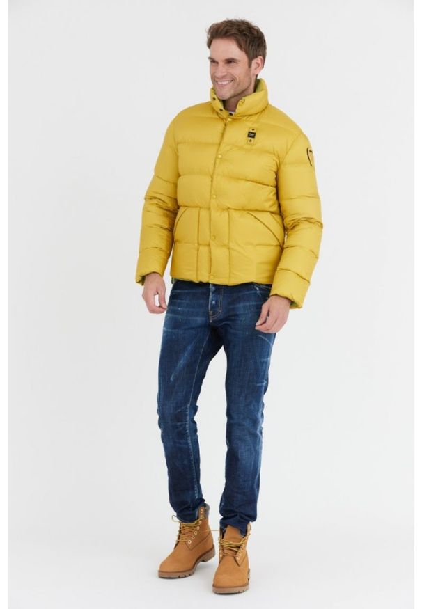 Blauer USA - BLAUER Żółta puchowa kurtka męska FLETCHER. Kolor: żółty. Materiał: puch