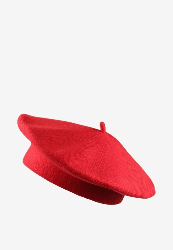 Renee - Czerwony Klasyczny Beret z Antenką z Bawełną i Kaszmirem Emidora. Kolor: czerwony. Materiał: bawełna, kaszmir. Styl: klasyczny
